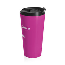 Load image into Gallery viewer, Pink "Saved By Grace" Stainless Steel Travel Mug