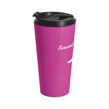 Load image into Gallery viewer, Pink "Saved By Grace" Stainless Steel Travel Mug
