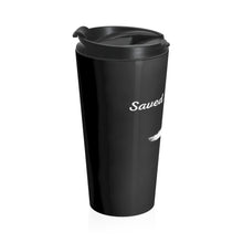 Load image into Gallery viewer, Black "Saved By Grace" Stainless Steel Travel Mug