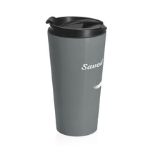 Load image into Gallery viewer, Grey &quot;Saved By Grace&quot; Stainless Steel Travel Mug
