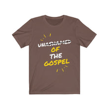 Load image into Gallery viewer, &quot;Unashamed of the Gospel&quot; Unisex Jersey Short Sleeve Tee
